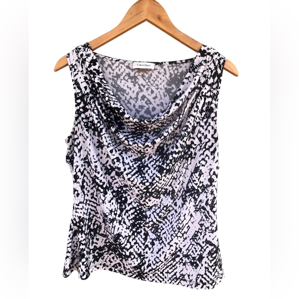 Calvin Klein Sleeveless Animal Print Top - Size Large Scoop Neck